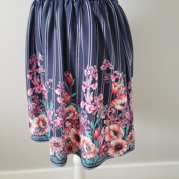 Trixxi Mixed print Fit &Flare Sun Dress Blue Size 7 - Picture 5 of 13